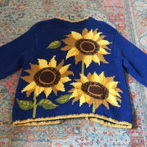 vintage sunflower knit cardigan